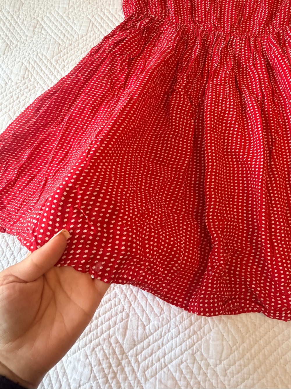 Free People Red Polka Dot Romantic Babydoll Mini Dress - Picture 4 of 5